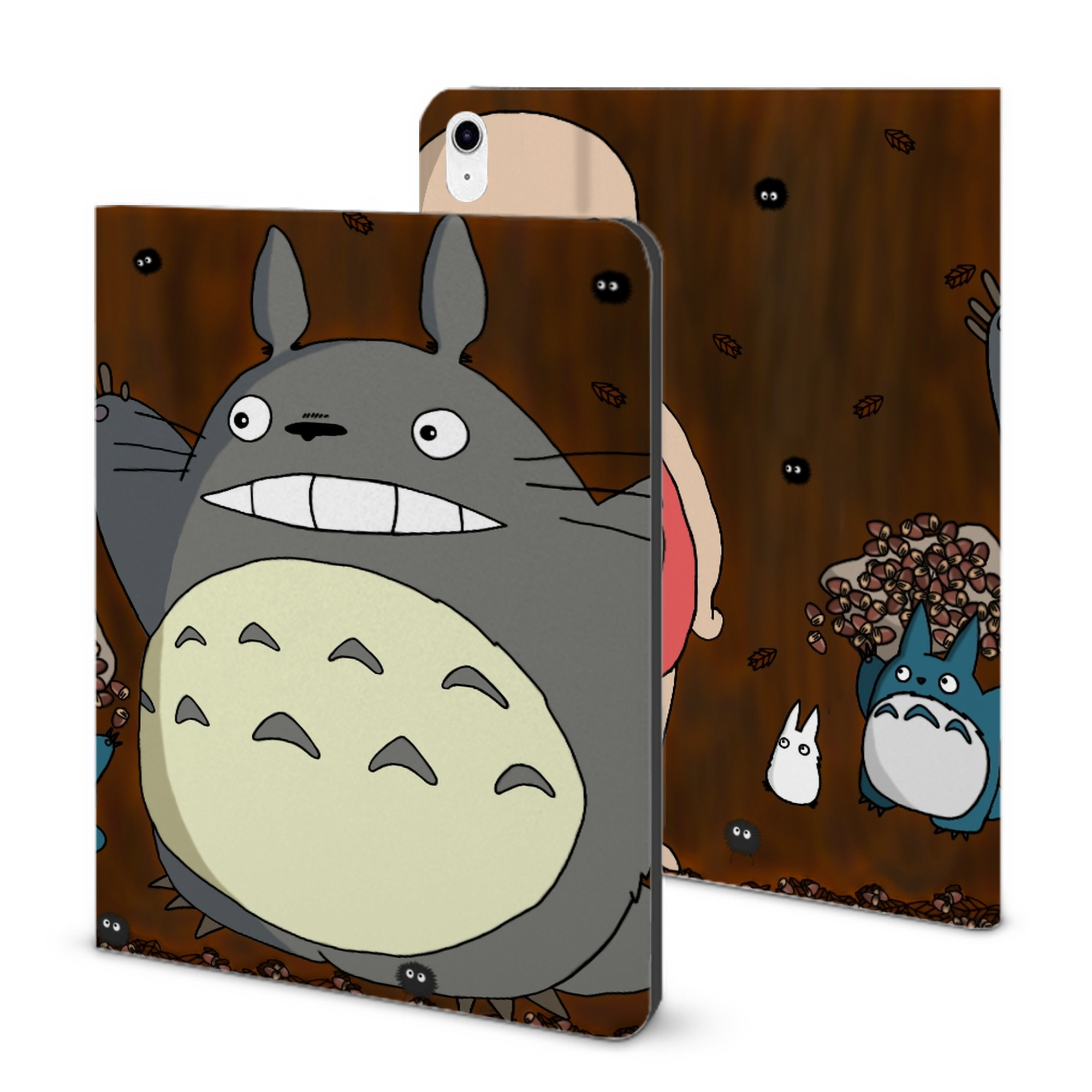 （画像用） となりのトトロ 草壁メイ 草壁サツキ My Neighbor Totoro Satsuki Kusakabe Mei Kusakabe IPad ケース ブック型 PUレザー TPU 耐衝撃 軽量 薄型 ペン収納なし 全面保護 IPad 各モデル対応